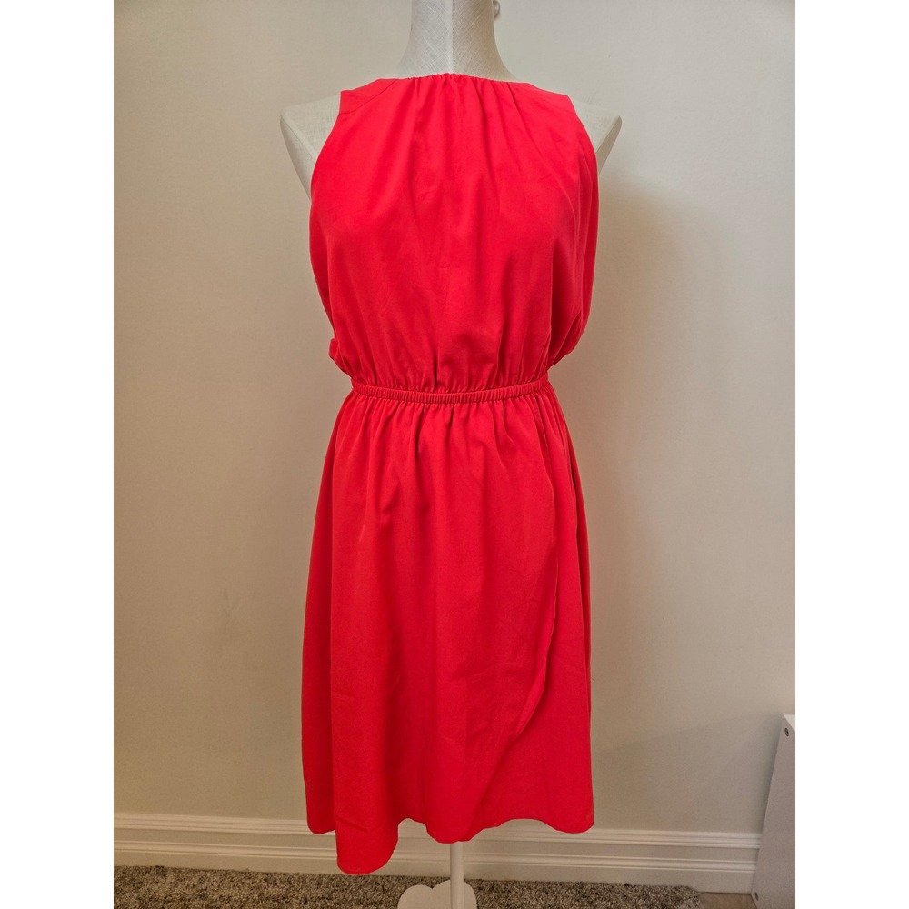 Athleta Womens Small Coral Pink Sleeveless Tassel Back Dress‎ Tulip Hem